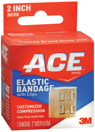 3M ACE Elastic Bandage 2 Inch Width Standard Compression Clip Detached Closure Tan NonSterile - 207310