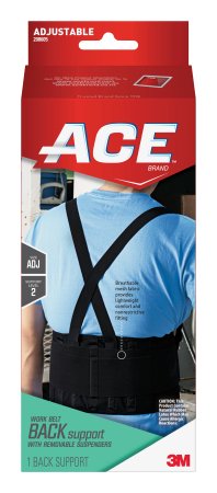 Ace - Worker Back Support with Suspenders One Size Fits Most Hook and Loop Closure Up to 48 Inch Waist Circumference 9 Inch Height Adult - 208605