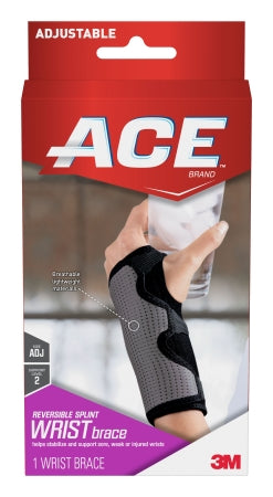 3M ACE Wrist Brace 3M Ace Adjustable Palmar Stay Left or Right Wrist Gray One Size Fits Most - 209623