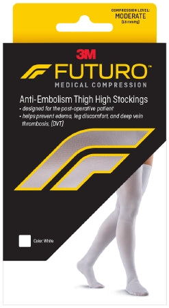 3M Futuro Anti-Embolism Stockings Thigh High Medium / Short White Closed Toe - 71064EN
