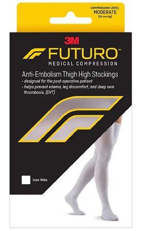 3M Futuro - Anti-embolism Stocking Thigh High Medium / Regular White Closed Toe - 71065EN