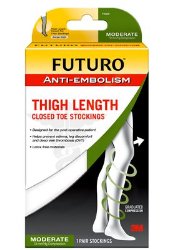 3M Futuro Anti-Embolism Stockings Thigh High Large / Regular White Closed Toe - 71068EN