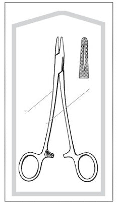 Merit Sterile - Needle Holder 6 Inch Length Blunt Serrated Tips Finger Ring Handle - 96-2595M