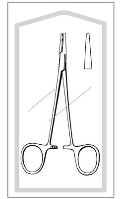Merit Sterile - Needle Holder 5 Inch Length Straight Blunt Serrated Jaws Finger Ring Handle - 96-2585M