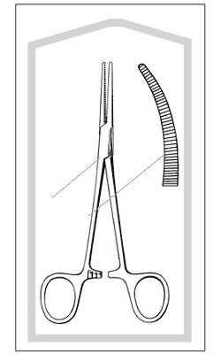 Merit - Hemostatic Forceps Crile 5-1/2 Inch Length Mid Grade Stainless Steel Sterile Finger Ring Handle Curved Serrated - 96-2553M