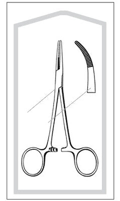 Sklar Merit Hemostatic Forceps Kelly 5-1/2 Inch Physician Grade Stainless Steel Sterile Finger Ring Handle Curved Serrated, Blunt Tip - 96-2563