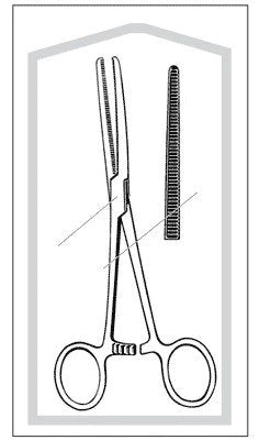 Merit - Hemostatic Forceps Rochester-Pean 7-1/4 Inch Length Mid Grade Stainless Steel Sterile Ratchet Lock Finger Ring Handle Curved Serrated Jaws - 96-3008M
