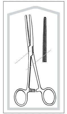 Econo - Hemostatic Forceps Rochester-Pean 7-1/4 Inch Length Floor Grade Pakistan Stainless Steel Sterile Ratchet Lock Finger Ring Handle Curved Serrated Jaws - 96-3008