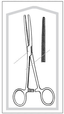 Merit - Hemostatic Forceps Rochester-Pean 6-1/4 Inch Length Mid Grade Stainless Steel Sterile Finger Ring Handle Straight Horizontally Serrated, Blunt - 96-2545M