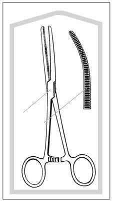 Merit - Hemostatic Forceps Rochester-Pean 6-1/4 Inch Length Mid Grade Stainless Steel Sterile NonLocking Finger Ring Handle Straight Curved, Horizontally Serrated, Blunt - 96-2547M
