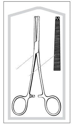 Econo - Forceps Rochester-Ochsner 6-1/4 Inch Length Floor Grade Pakistan Stainless Steel Sterile Finger Ring Handle Straight 1 X 2 Teeth, Serrated Jaw - 96-2707