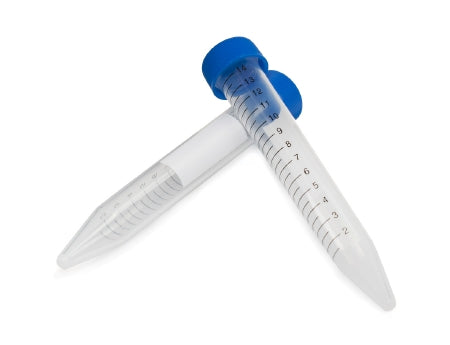 McKesson McKesson Centrifuge Tube Conical Bottom Plain 17 X 120 mm 15 mL Blue Screw Cap Polypropylene Tube - 177-6285