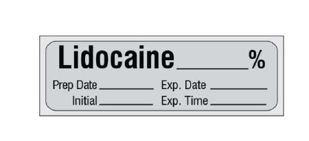 Shamrock Scientific Pre-Printed Label Anesthesia Label Lidocaine % Gray 1/2 X Inch - SA-3009