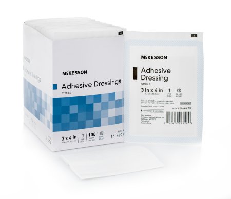 McKesson McKesson Adhesive Dressing 3 X 4 Inch Cotton / Polyester Rectangle White Sterile - 16-4273