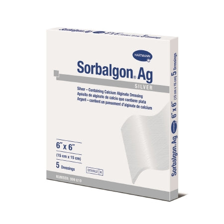 Hartmann Sorbalgon Ag Calcium Alginate Dressing with Silver 6 X 6 Inch Square Silver Calcium Alginate Sterile - 999610
