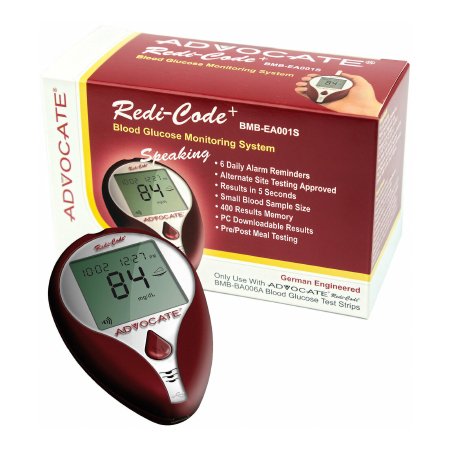 Advocate Redi-Code - Blood Glucose Meter 5 Second Results Stores Up To 400 Results , 7 , 14 and 30 Day Averaging No Coding Required - BMB001-S
