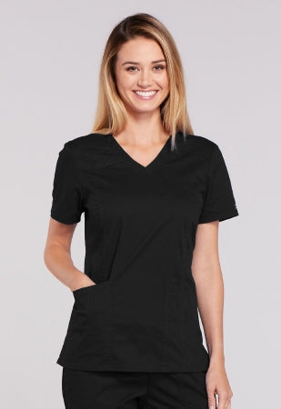 Kinetic Manufacturing Group Cherokee Scrub Shirt X-Small Black 3 Pockets Short Sleeves Female - 4710-XS