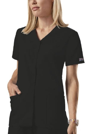Kinetic Manufacturing Group Cherokee Scrub Shirt Small Black 2 Pockets Short Sleeves Female - 2968-S