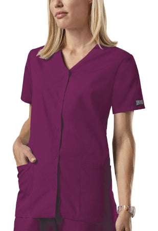 Kinetic Manufacturing Group Cherokee Scrub Shirt Small Wine 2 Pockets Short Sleeves Female - 4770-S