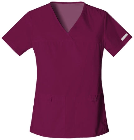 Kinetic Manufacturing Group Cherokee Scrub Shirt X-Small Wine 2 Pockets Short Sleeves Female - 2968-XS