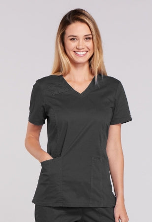 Kinetic Manufacturing Group Cherokee Scrub Shirt Small Pewter 3 Pockets Short Sleeves Female - 4710-S