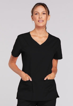 Kinetic Manufacturing Group Cherokee Scrub Shirt Small Black 3 Pockets Short Sleeves Female - 4710-S