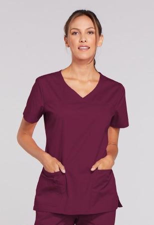 Kinetic Manufacturing Group Cherokee Scrub Shirt X-Large Wine 3 Pockets Short Sleeves Female - 4727-XL