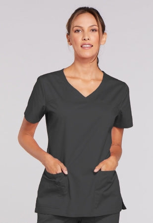 Kinetic Manufacturing Group Cherokee Scrub Shirt Medium Pewter 3 Pockets Short Sleeves Female - 4710-MD