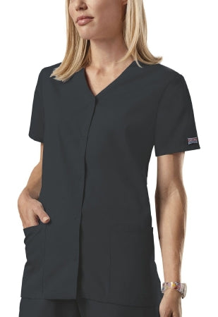 Kinetic Manufacturing Group Cherokee Scrub Shirt Small Pewter 2 Pockets Short Sleeves Female - 4770-S
