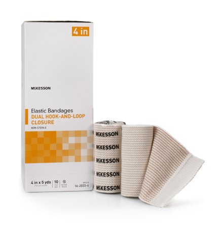 McKesson McKesson Elastic Bandage 4 Inch X 5 Yard Double Hook and Loop Closure NonSterile - 16-2033-4