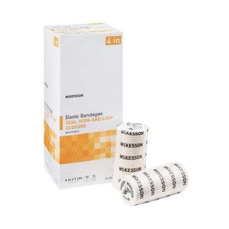 McKesson - Elastic Bandage 4 Inch X 5 Yard Standard Compression Double Hook and Loop Closure Tan NonSterile - 16-2033-4