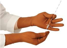 Alimed XGuard Radiation Reducing Glove Size 6 Sterile Pair Lead / Latex Extended Cuff Length Textured Fingertips Brown Not Chemo Approved - 925921/NA/6.5