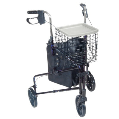 Fabrication Enterprises - 3 Wheel Rollator Blue Adjustable Height / Lightweight / Folding Aluminum Frame - 43-2160