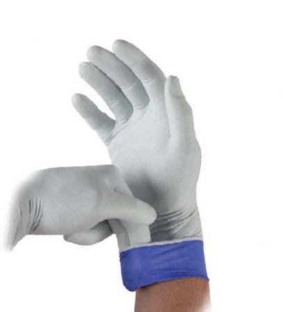 Microflex Medical LifeStar EC Exam Glove Medium NonSterile Nitrile Extended Cuff Length Textured Fingertips White / Blue Not Chemo Approved - LSE-104-