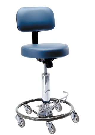 Pedigo Products - Surgeon Chair Padded Backrest Hydraulic Height Adjustment, Foot-Operated 5 Casters Gray - P-6000-GRY