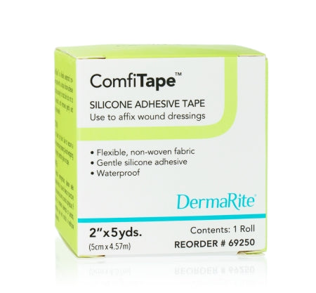 DermaRite Industries ComfiTape Medical Tape Waterproof Silicone 1 Inch X 3.28 Yard Tan NonSterile - 69130