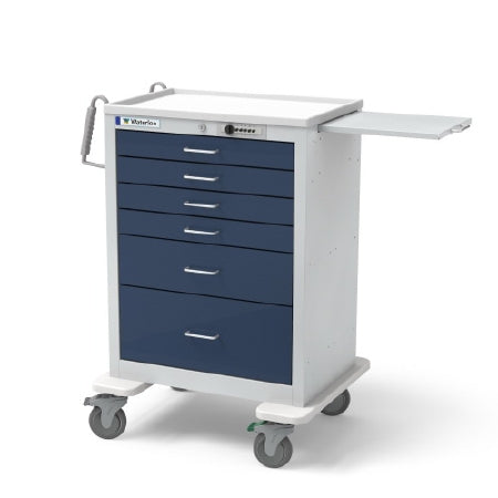 Waterloo Industries Anesthesia Cart Steel 24.5 X 29 X 43.5 Inch 6 Drawers Light Gray/Dark Blue - UTGSU-333369-DKB