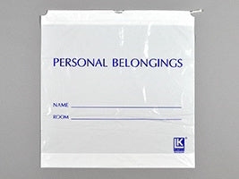 Elkay Plastics BAG, PERSONAL BELONGING W/DRAWSTRING WHT OPAQUE (10PK/CS) - PB181853DSW