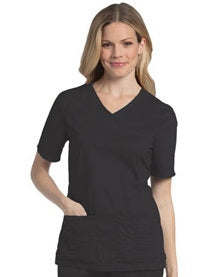 Landau Uniforms Scrub Shirt Large Black 2 Pockets Female - 4147BKCV