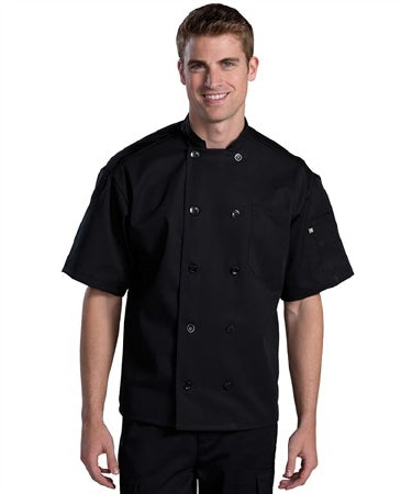 Kinetic Manufacturing Group Chef's Coat Black Medium / Large Short Sleeves Hip Length - 3333