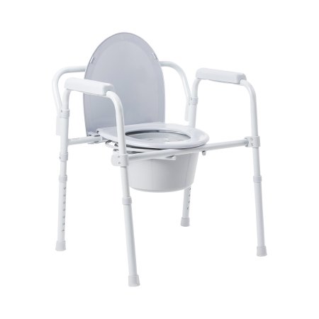 McKesson - Folding Commode Chair Fixed Arm Steel Frame Back Bar 13-1/2 Inch Seat Width - 146-11148-4