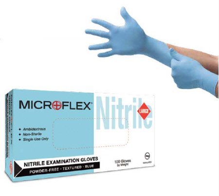 MICROFLEX N85 - Exam Glove X-Large NonSterile Nitrile Standard Cuff Length Fully Textured Light Blue Not Chemo Approved - N854