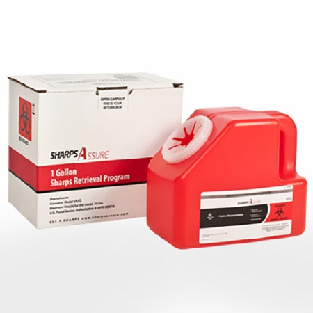 Post Medical Sharps Assure Mailback Sharps Container 1 Gallon Red Base / Translucent Lid - SA1G-18