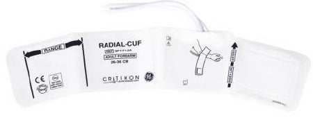 GE Healthcare Radial-Cuf Blood Pressure Cuff, 2 Tube Bladder Adult Forearm 26 to 36 cm Fabric - SFT-F1-2D