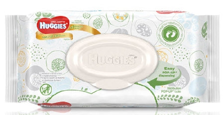 Kimberly Clark Baby Wipe Huggies Natural Care Soft Pack Purified Water / Coco-Glucoside / Aloe / Vitamin E Unscented 32 Count - 42511