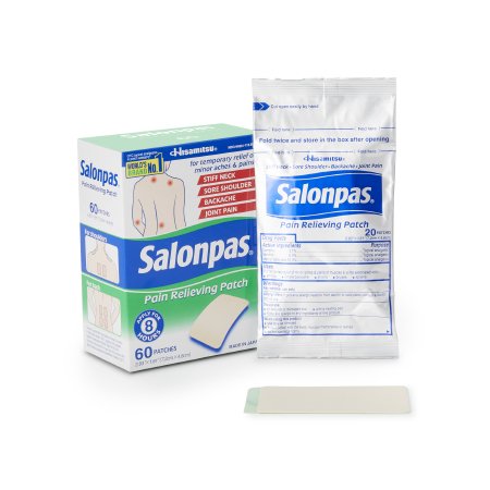 Salonpas - Topical Pain Relief 3.1% - 6% - 10% Strength Camphor / Menthol / Methyl Salicylate Patch 60 per Box - 46581011060