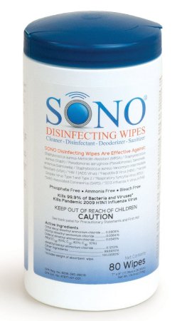 Advanced Ultrasound Solutions Sono Surface Disinfectant Cleaner PreMoistened Wipe 80 Count Canister Disposable Scented - SONO4032