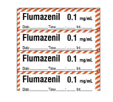 Shamrock Scientific Pre-Printed Label Anesthesia Label Flumazenil | 0.1 mg/mL Red / White 1/2 X 500 Inch - SA-239