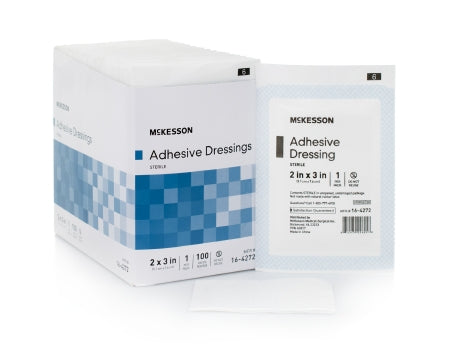 McKesson McKesson Adhesive Dressing 2 X 3 Inch Cotton / Polyester Rectangle White Sterile - 16-4272