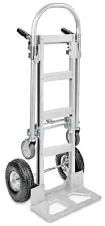 Uline - Convertible Hand Truck 2 Wheels / 2 Casters Hand Truck 500 lbs. / Platform 800 lbs. Aluminum Push Handle Aluminum - H-1480